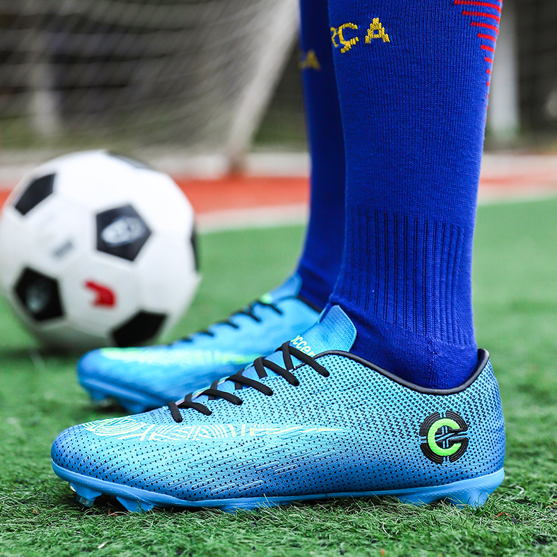 Men Soccer Shoes Kids Ankle Football Boots Futsal FG Cleats Grass Training Sport Footwear Adult Long Spikes Outdoor Soccer Shoes